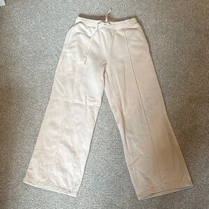 American Eagle Cream Wide-Leg Lounge Pants-S